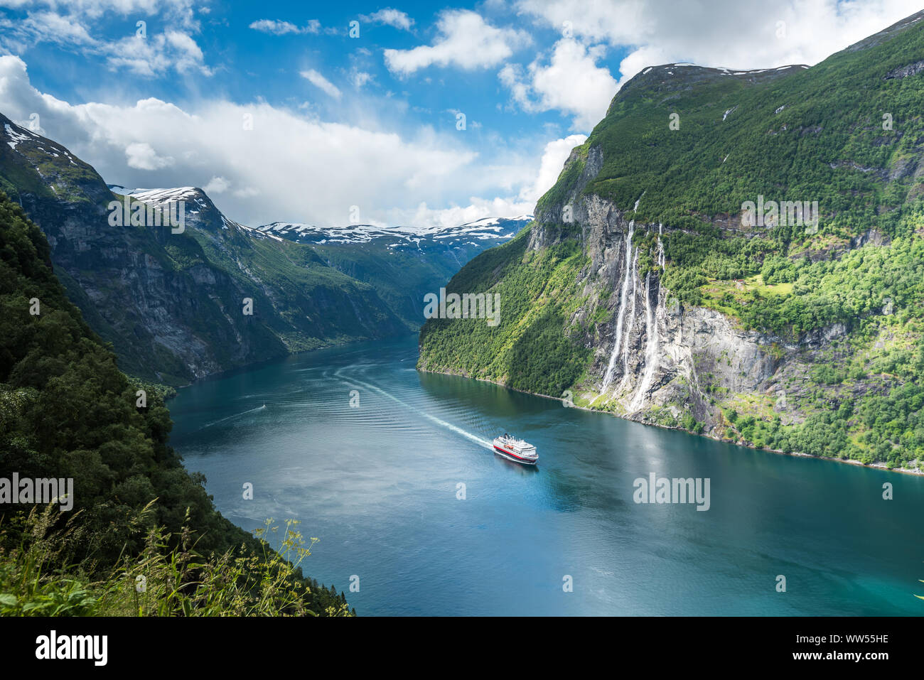 Herrliche Aussicht in Geiranger, Geirangerfjord, Norwegen Stockfoto