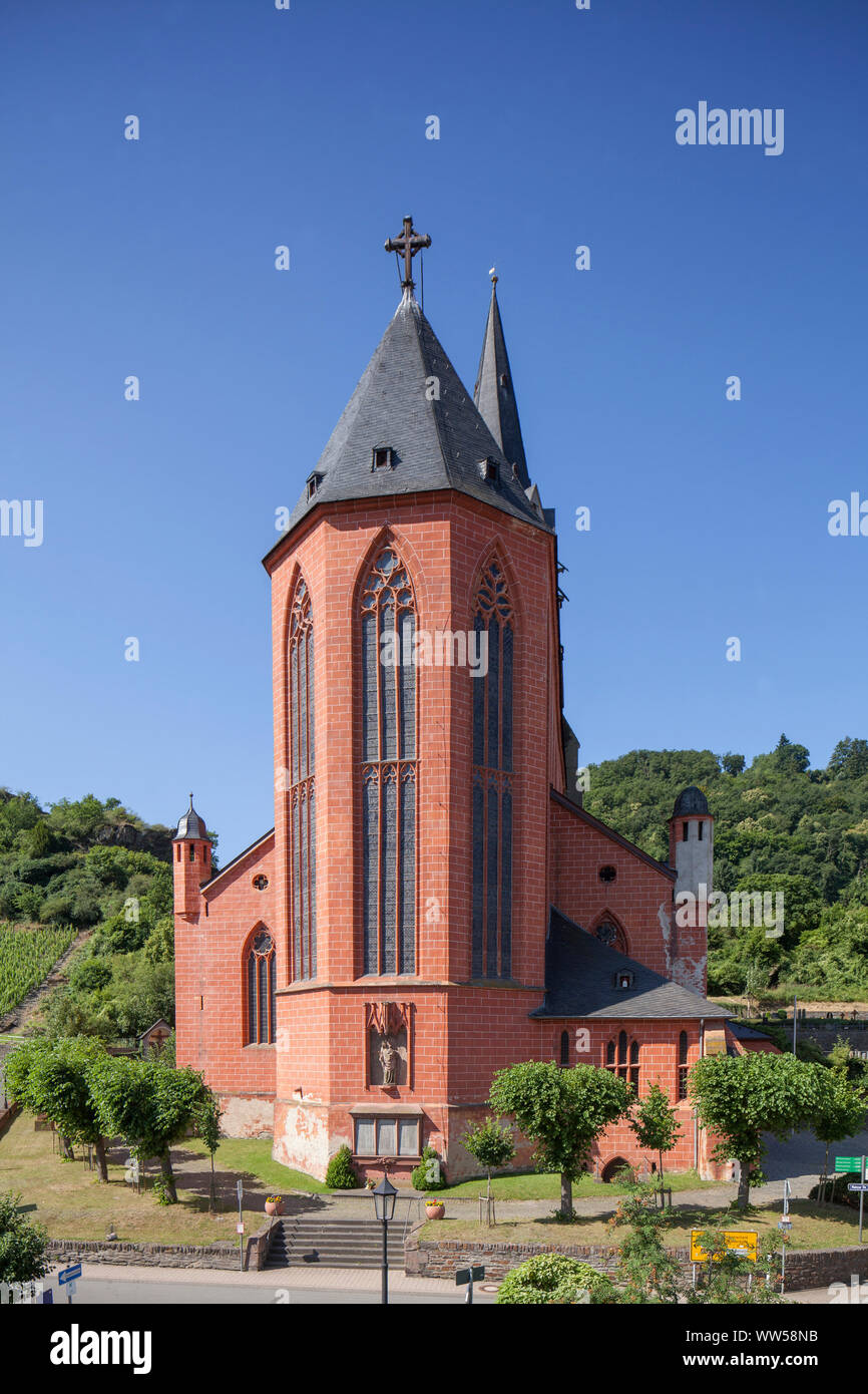 Kirche Unserer Lieben Frau, Oberwesel, Unesco Welterbe Oberes Mittelrheintal, Rheinland-Pfalz, Deutschland, Europa Stockfoto