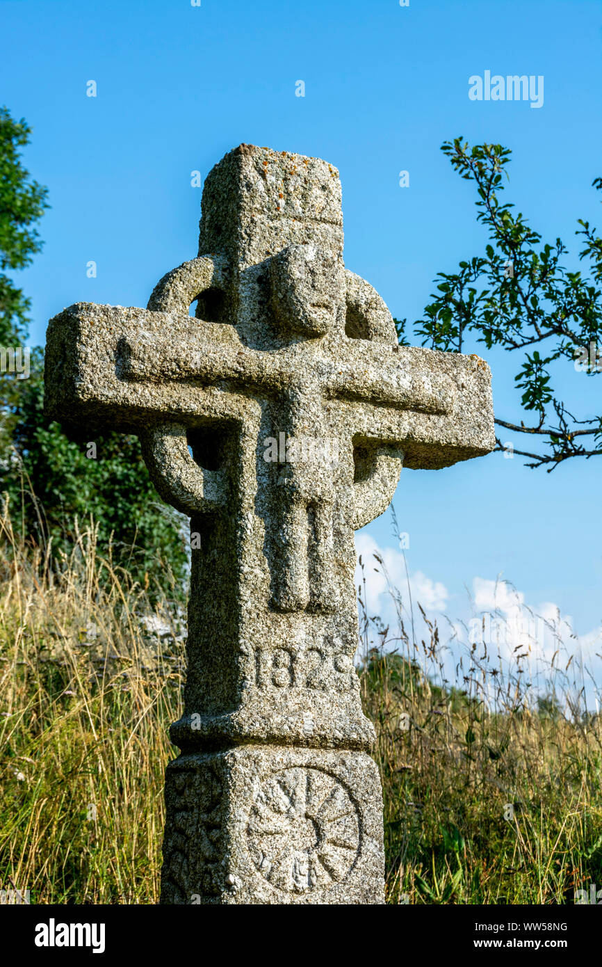 Historische Steinkreuz, Auvers, HauteLoire, AuvergneRhoneAlpes