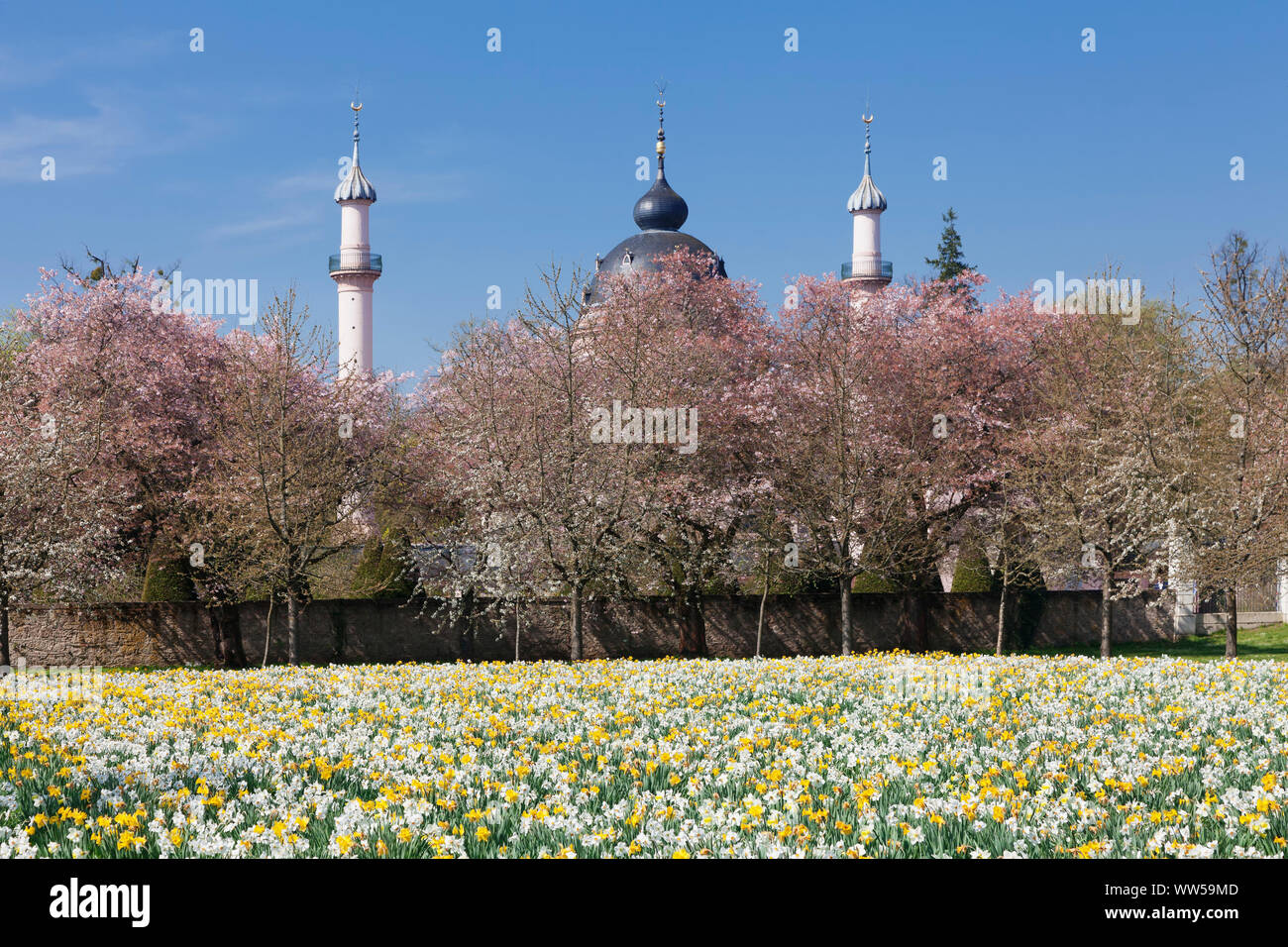 Deutschland, Baden-Württemberg, Schwetzingen, Moschee in den Schlossgarten, Feder Stockfoto