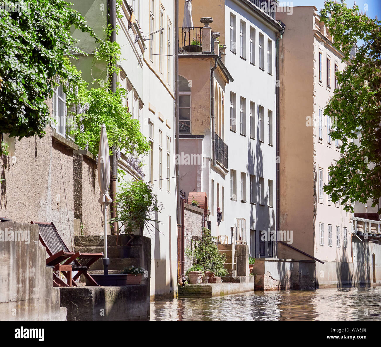 Certovka canal Insel Kampa aus der Moldau in Prag, Tschechische Republik. Stockfoto