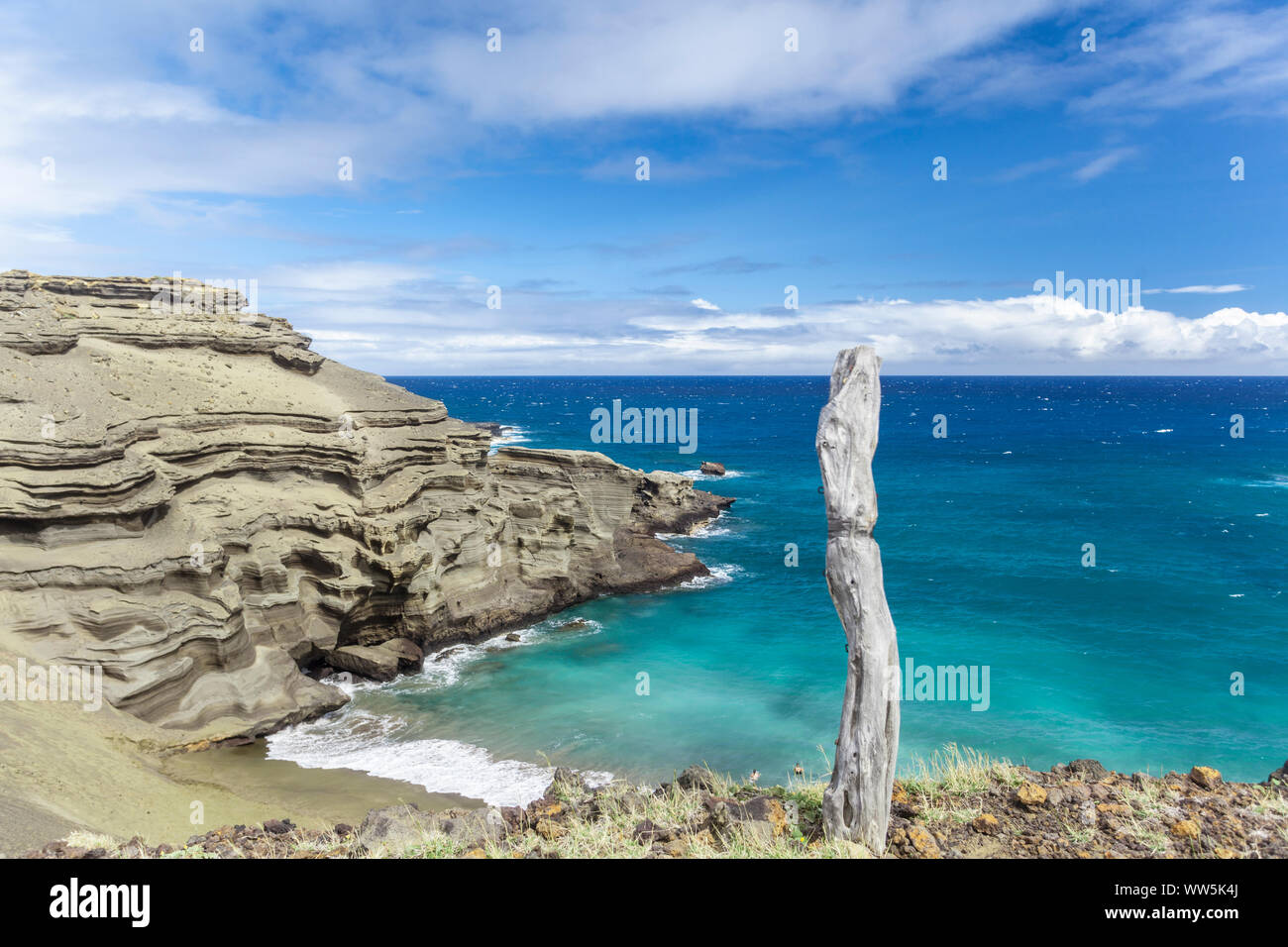 Einsame bucht, Papakolea Beach, Big Island, Hawaii, USA Stockfoto