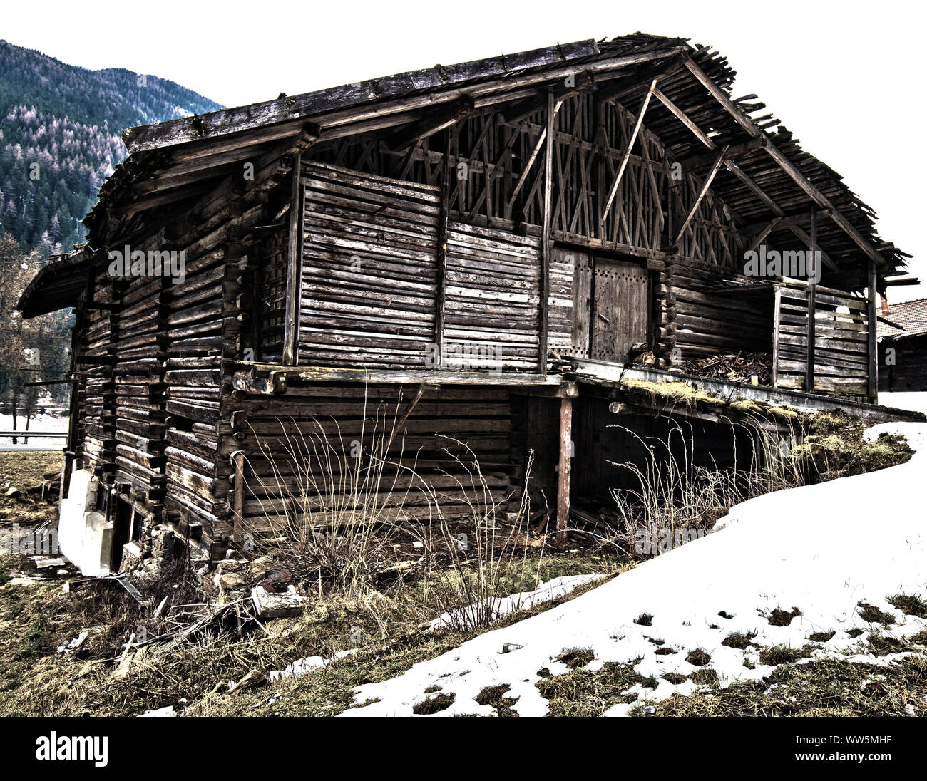 Alten verfallenen Scheune Stockfoto