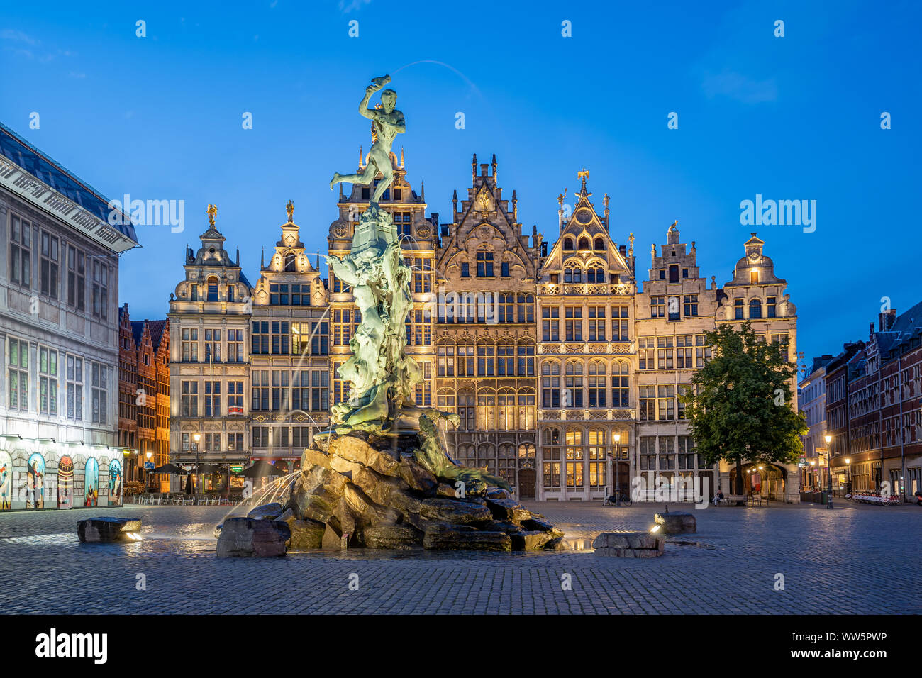 Guildhalls der Grote Markt in Antwerpen in Belgien. Stockfoto