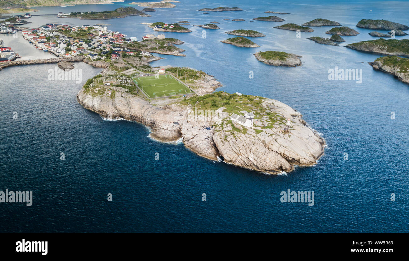 Henningsvær Fußball Fußball Stadion Lofoten norwegen Stockfoto