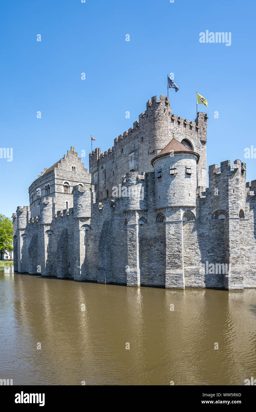 Burg Gravensteen von Gent in Belgien. Stockfoto