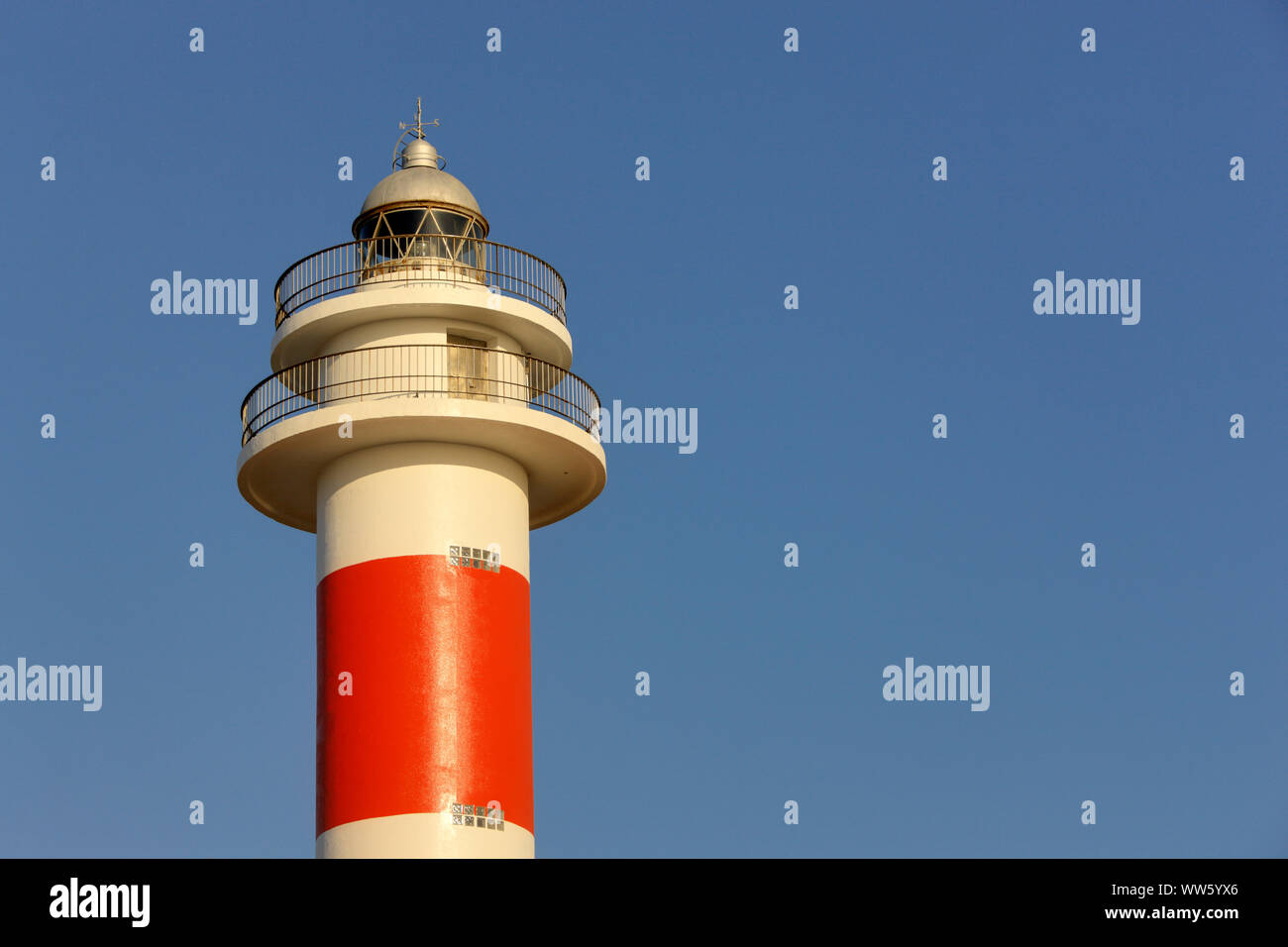 Spanien, Fuerteventura, Punta de TostÃ²n, Faro de Toston, Leuchtturm, Himmel, Abend, Licht Stockfoto