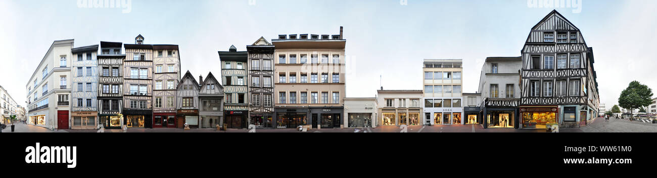 Frankreich, Rouen, Normandie, der Rue Ganterie in der Altstadt in der linearen Darstellung, streetline multiperspektivische Fotografie, Stockfoto