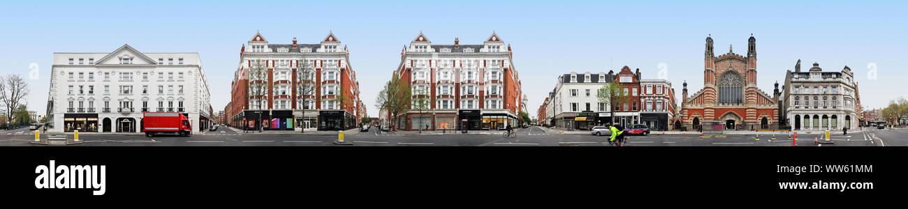 England, UK, London, Sloane Street in der linearen Darstellung, streetline multiperspektivische Fotografie, Stockfoto