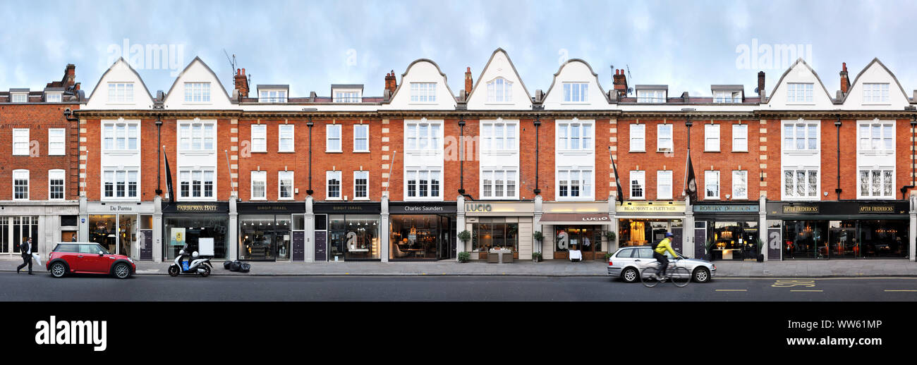 England, UK, London, Fulham Road in der linearen Darstellung, streetline multiperspektivische Fotografie, Stockfoto