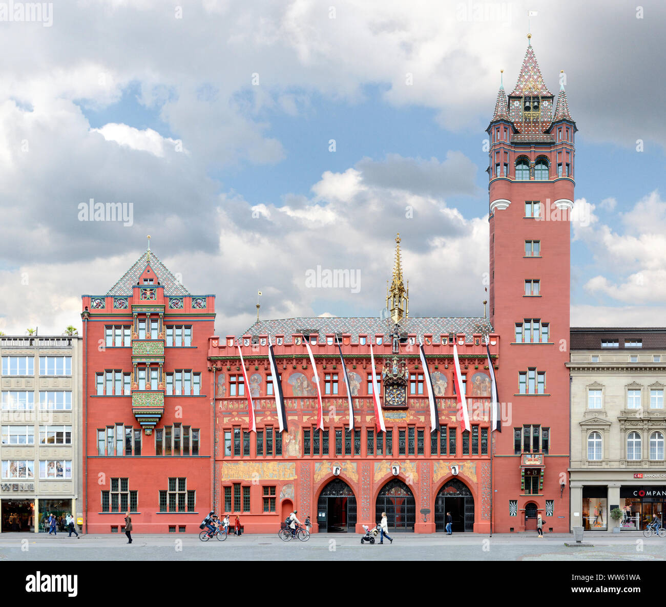 Schweiz, Basel, Rathaus in der linearen Darstellung, streetline multiperspektivische Fotografie, Stockfoto
