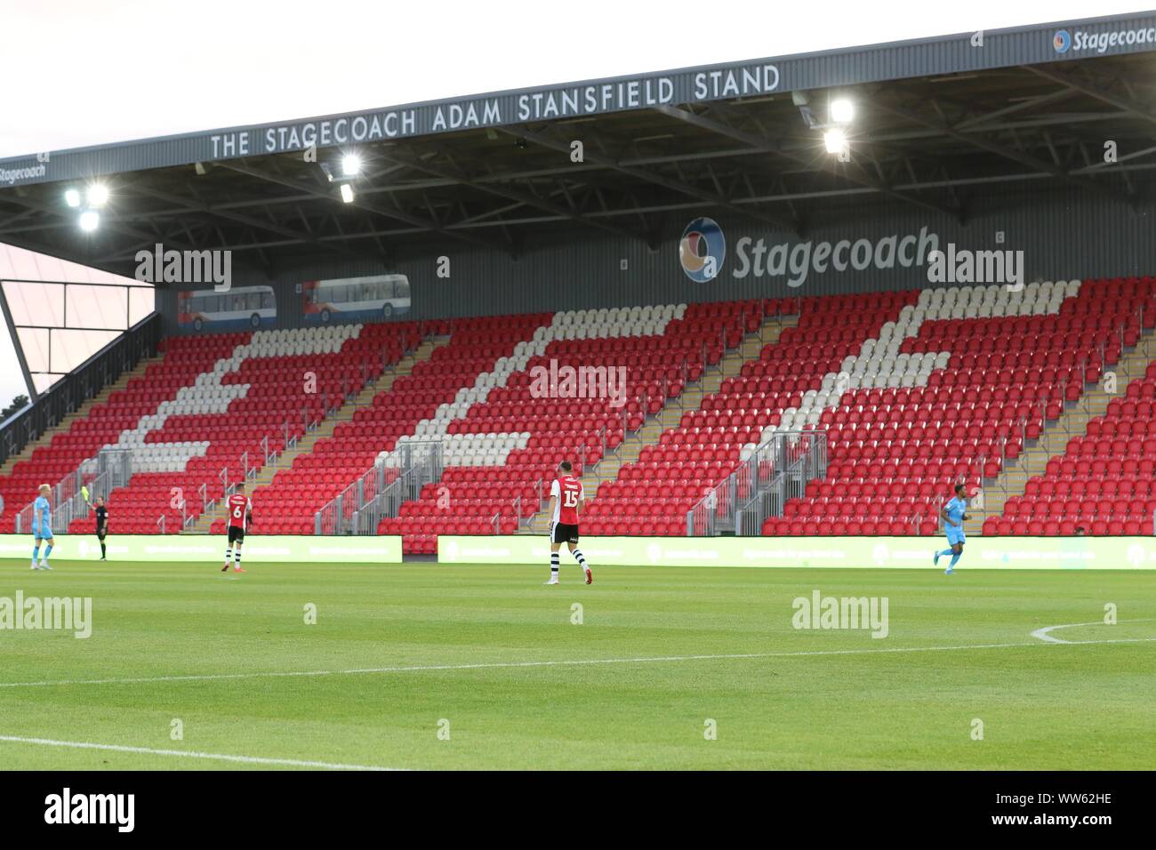 Exeter City FC v Cheltenham Town FC St. James Park (EFL Leasing.com Trophy - 3. September 2019) - eine der beiden leer steht in St. James Park Pic Stockfoto