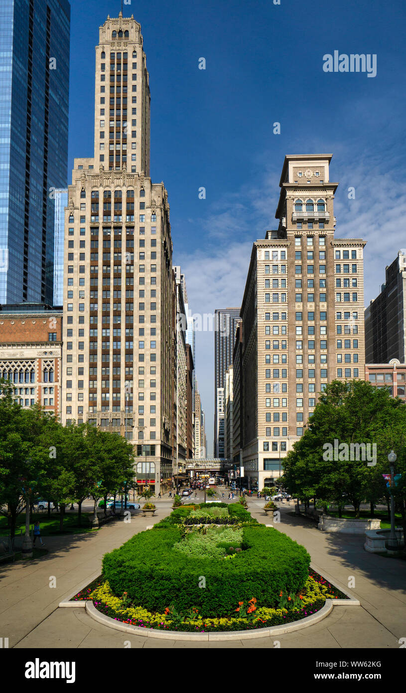 West Washington Street von Millennium Park, Chicago, Illinois, United States Stockfoto