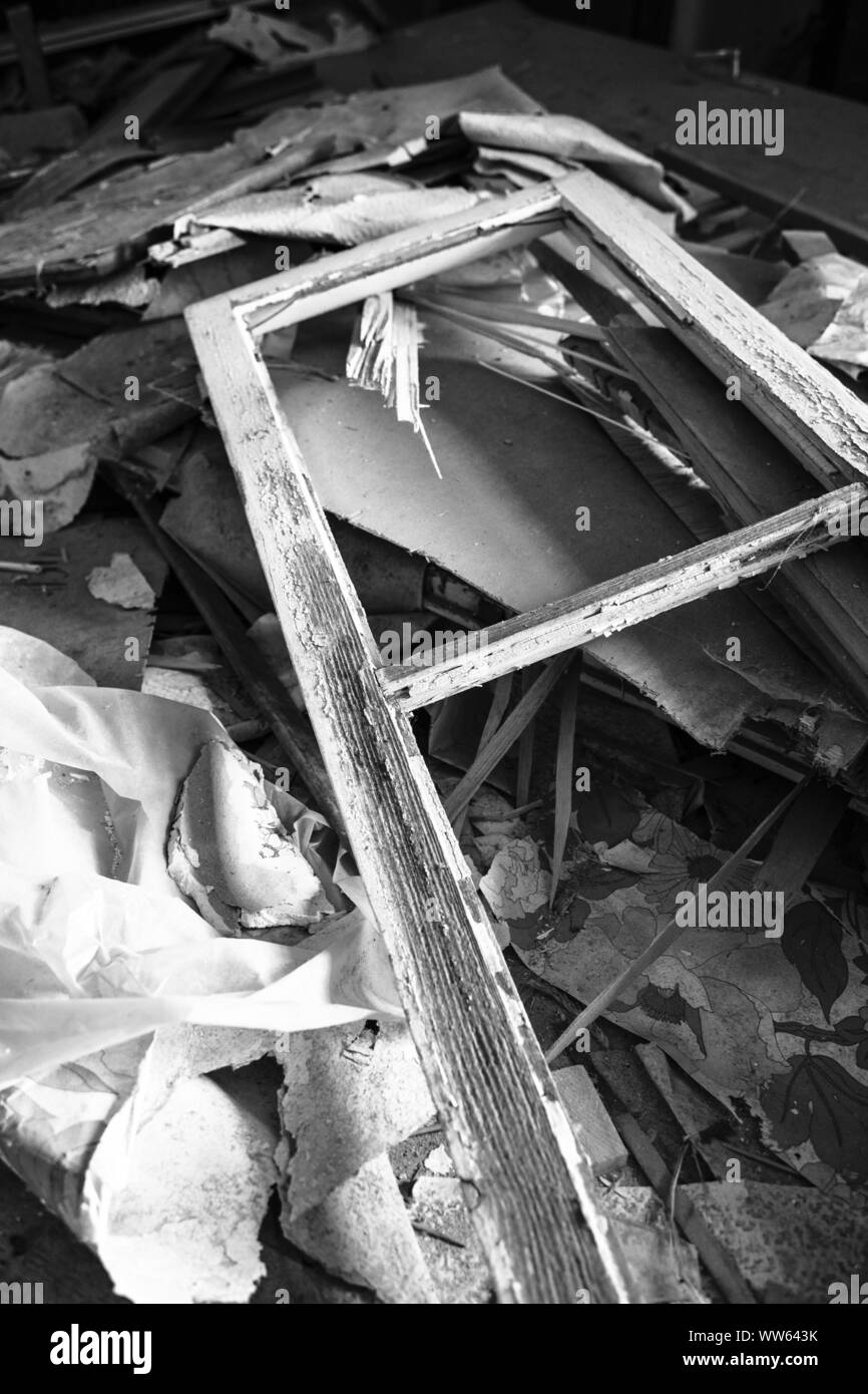 Detail eines rubble Pile in einem verlassenen Gebäude, Stockfoto