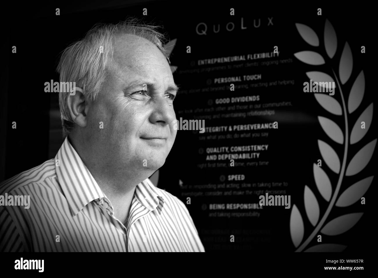 Stewart Barnes, Geschäftsführer der Quolux. Stockfoto