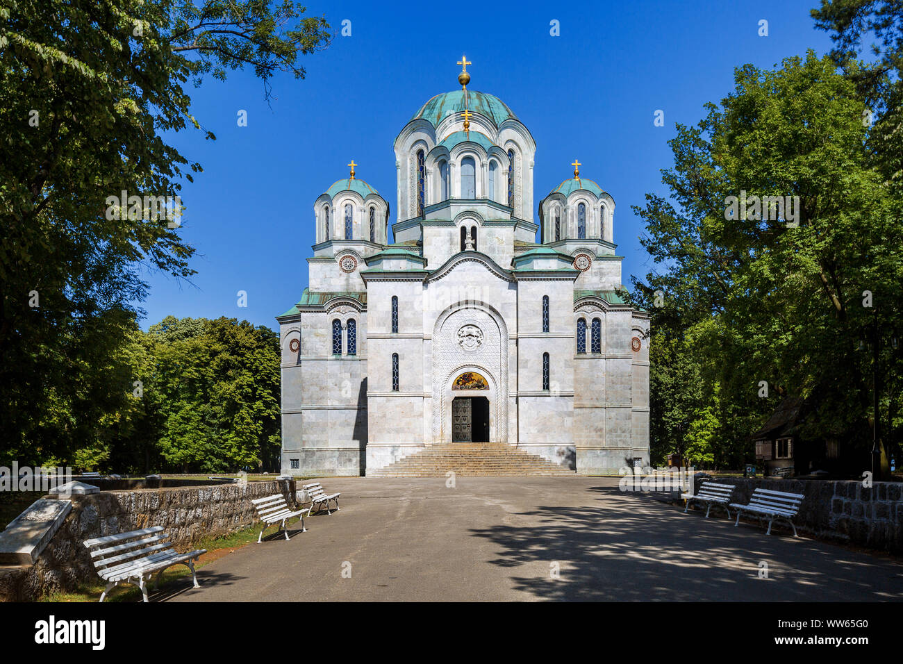 St. George's Kirche auf der Oplenac Hill, Topola, Serbien Stockfoto