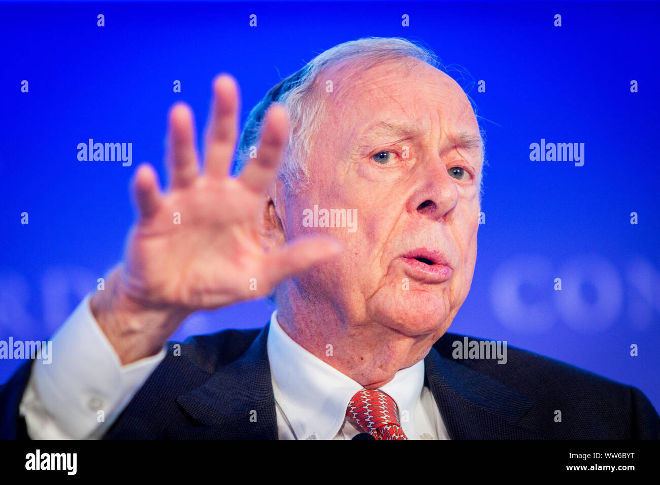 Unternehmer Thomas Boone Pickens Jr. (22. Mai 1928 - 11. September 2019) zu einem Concordia-Konferenz in New York September 29 2014. Pickens verstarb in Dallas, Texas, am 11. September 2019, im Alter von 91. Stockfoto