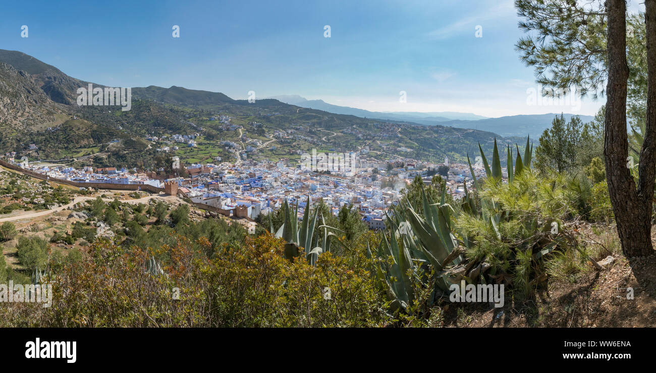 Blick über die Stadt von Chefchaouen, Marokko, Nordafrika Stockfoto