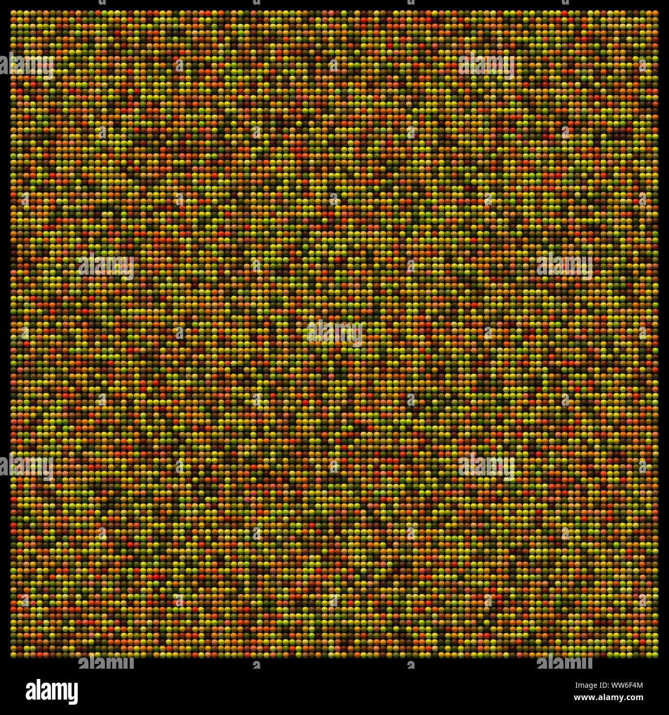 Quadratischen Raster der halbrunde Sphären mit zufälliger Verteilung in der Farbe gelblich, grünlich und rötlichen Tönen Stockfoto