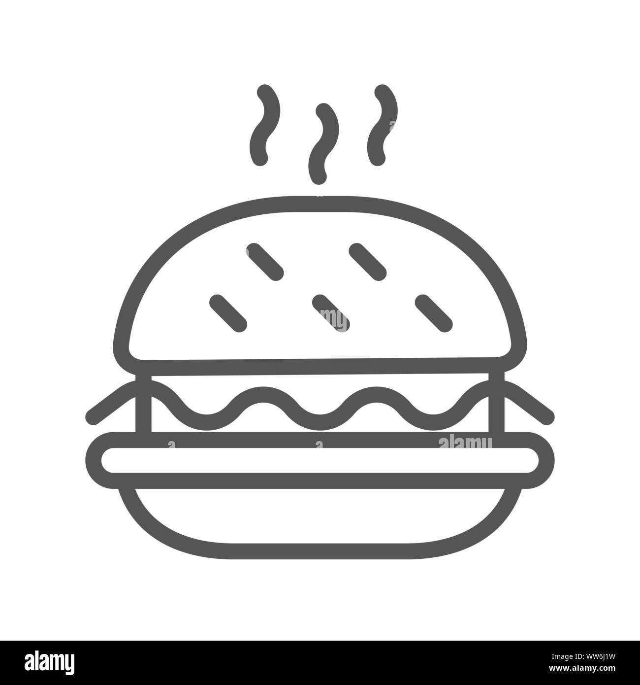 Schwarz umrandet Symbol eines Hamburgers. Single Icon Burger. Isoliert auf weißem Hintergrund. EPS 10. Stock Vektor