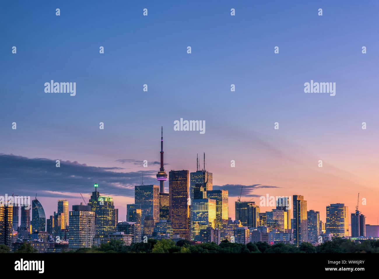 Toronto City Skyline Blick von Riverdale Park. Ontario, Kanada Stockfoto