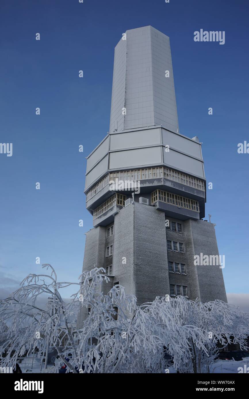 Fernmeldeturm, vereist, Großer Feldberg, Taunus, Hessen Deutschland Stockfoto