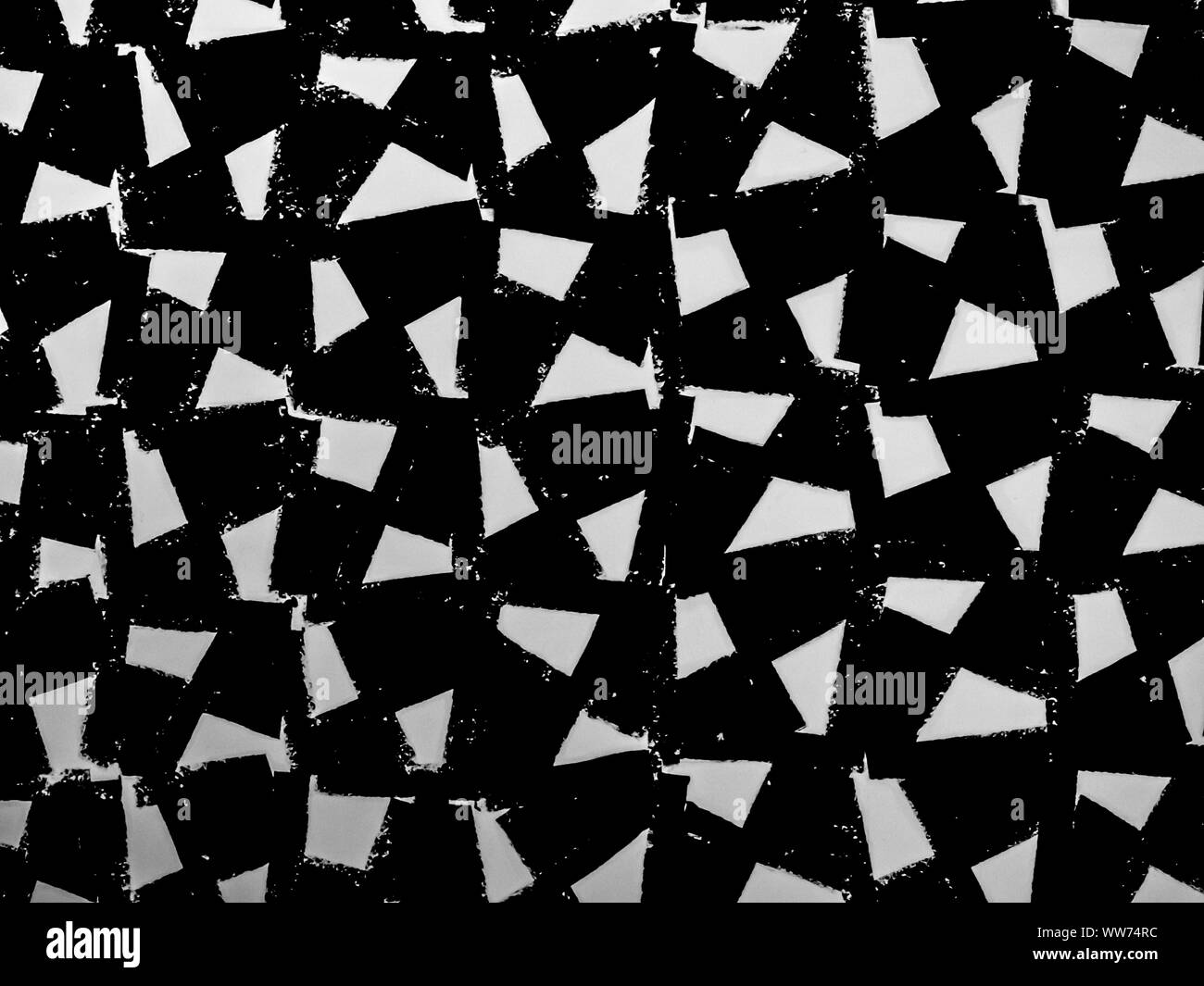 Weiß polygonalen Flecken auf dem schwarzen Hintergrund, abstrakt minimalistischen Hintergrund Stockfoto