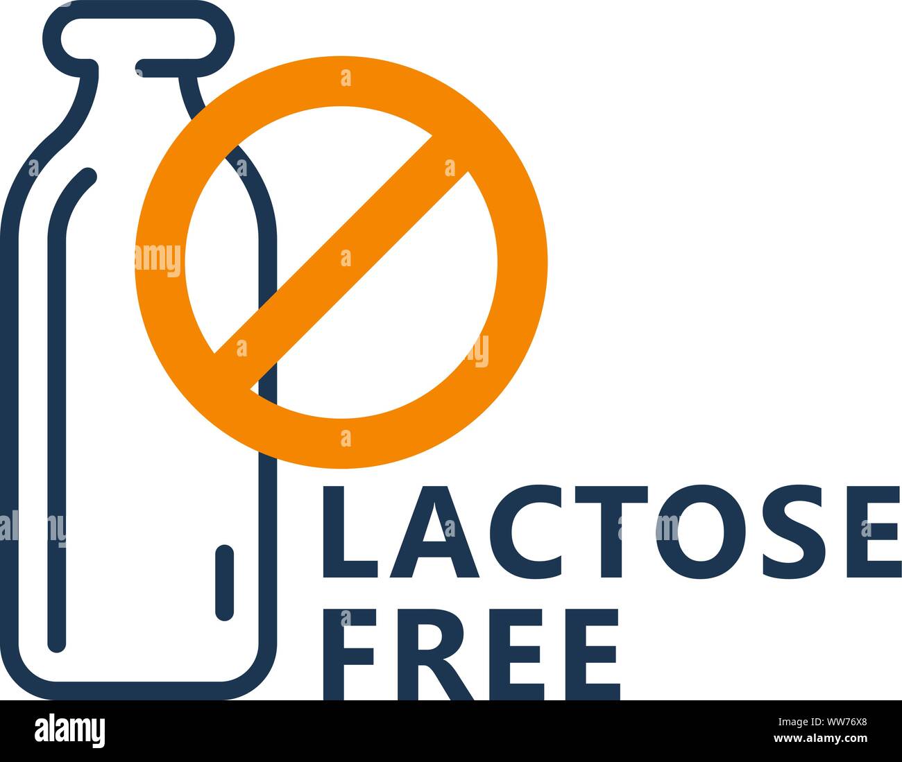Free Icon - milchflasche Symbol mit Verbot zeichen Lactose, Molkerei Paket Stempel Stock Vektor