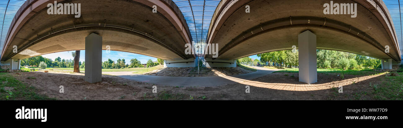 360-Grad Panorama Foto, Straße Brücke, in der Nähe von BrÃ¼hlwiesen Wiesen, Waiblingen, Rems-Murr-Kreis (Kreis), Baden-Württemberg, Deutschland Stockfoto