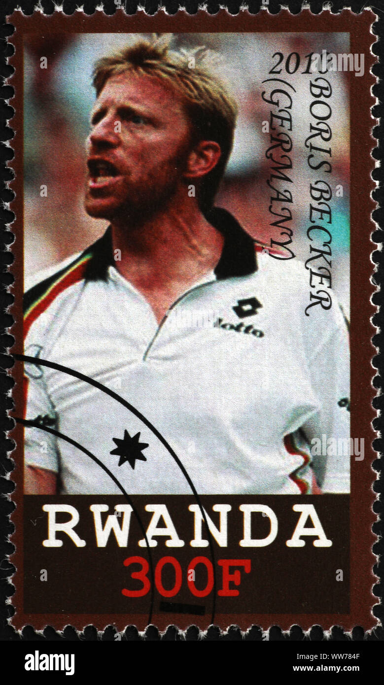 Boris Becker Portrait auf Briefmarke Stockfoto