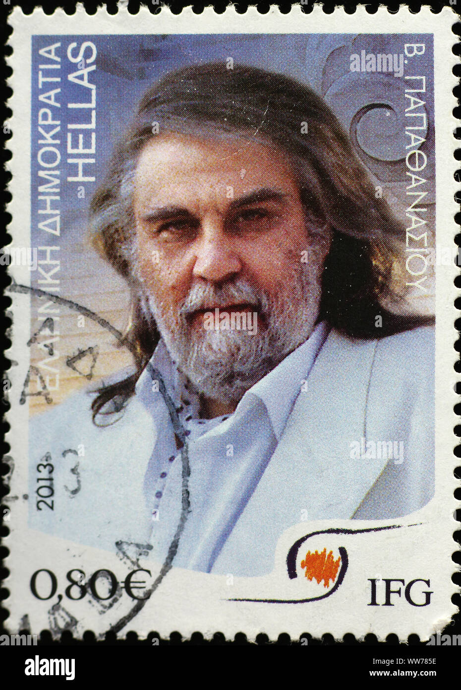 Griechischen Komponisten Vangelis auf Briefmarke Stockfoto