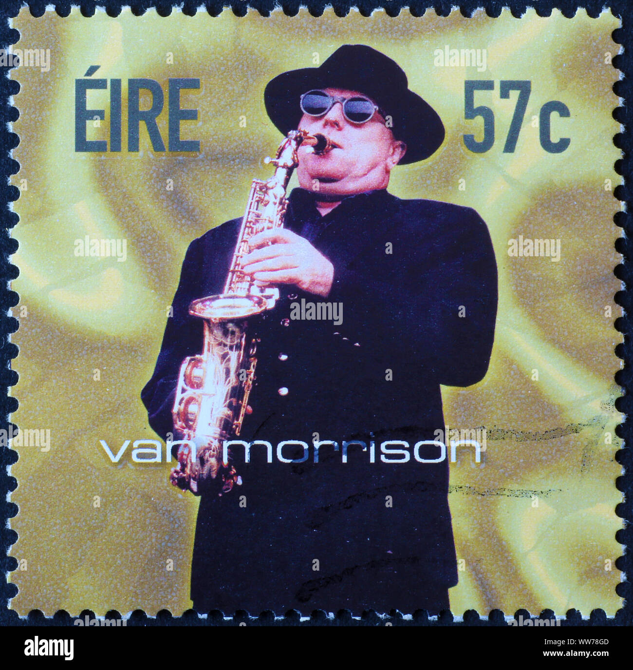 Van Morrison auf irischen Briefmarke Stockfoto