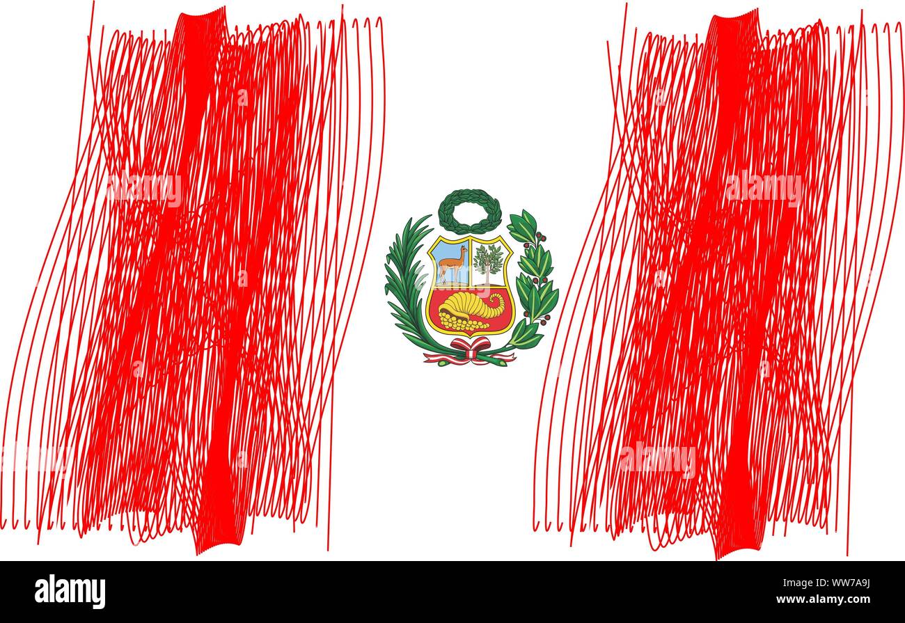 Peru Flagge, peruanische Flagge in den Farben Rot und Weiß Stockfoto