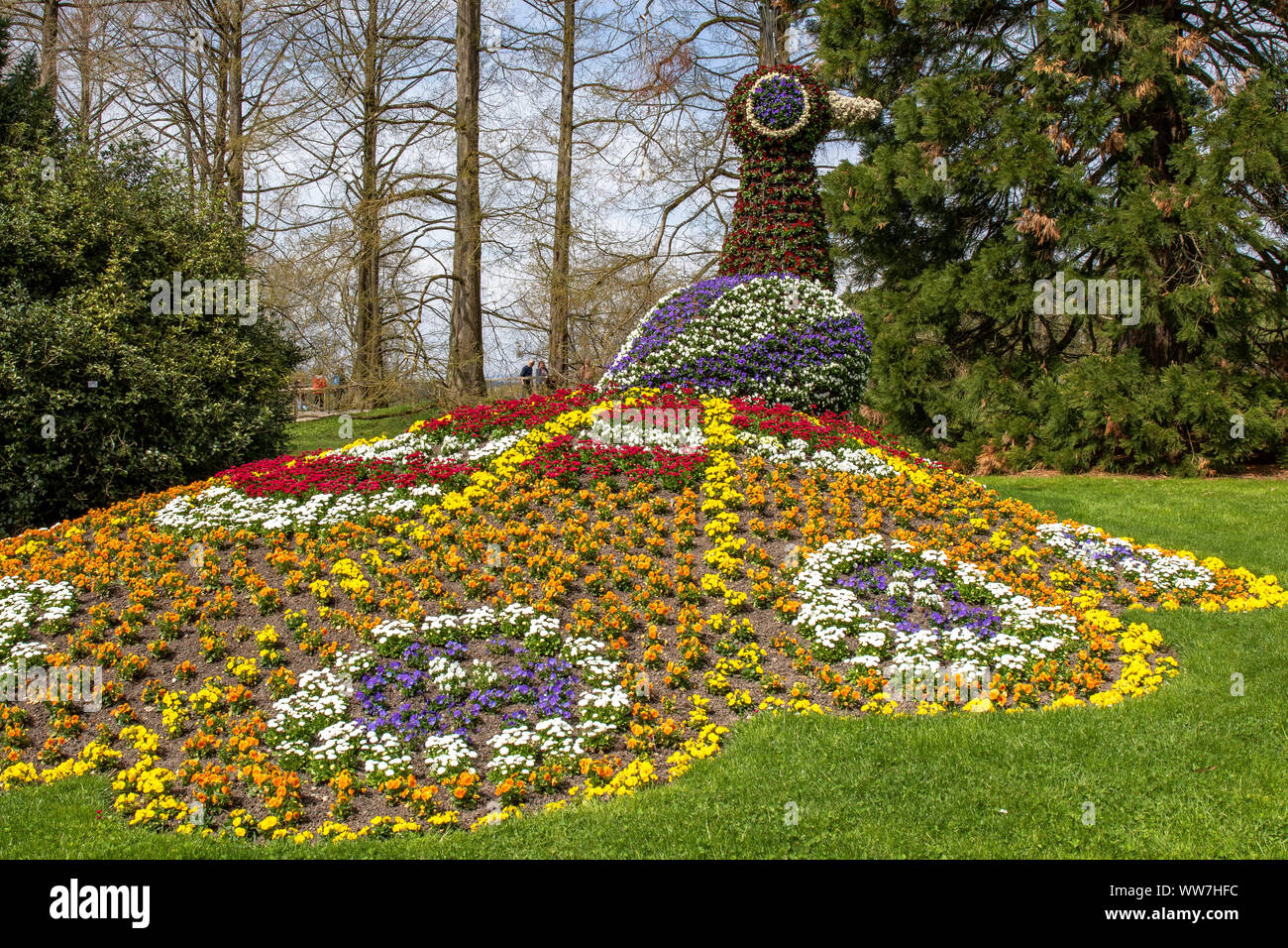 Deutschland, Baden-Württemberg, Bodensee, Bodensee, Insel Mainau, bunte Blume Kunst auf der Insel Mainau im Bodensee Stockfoto