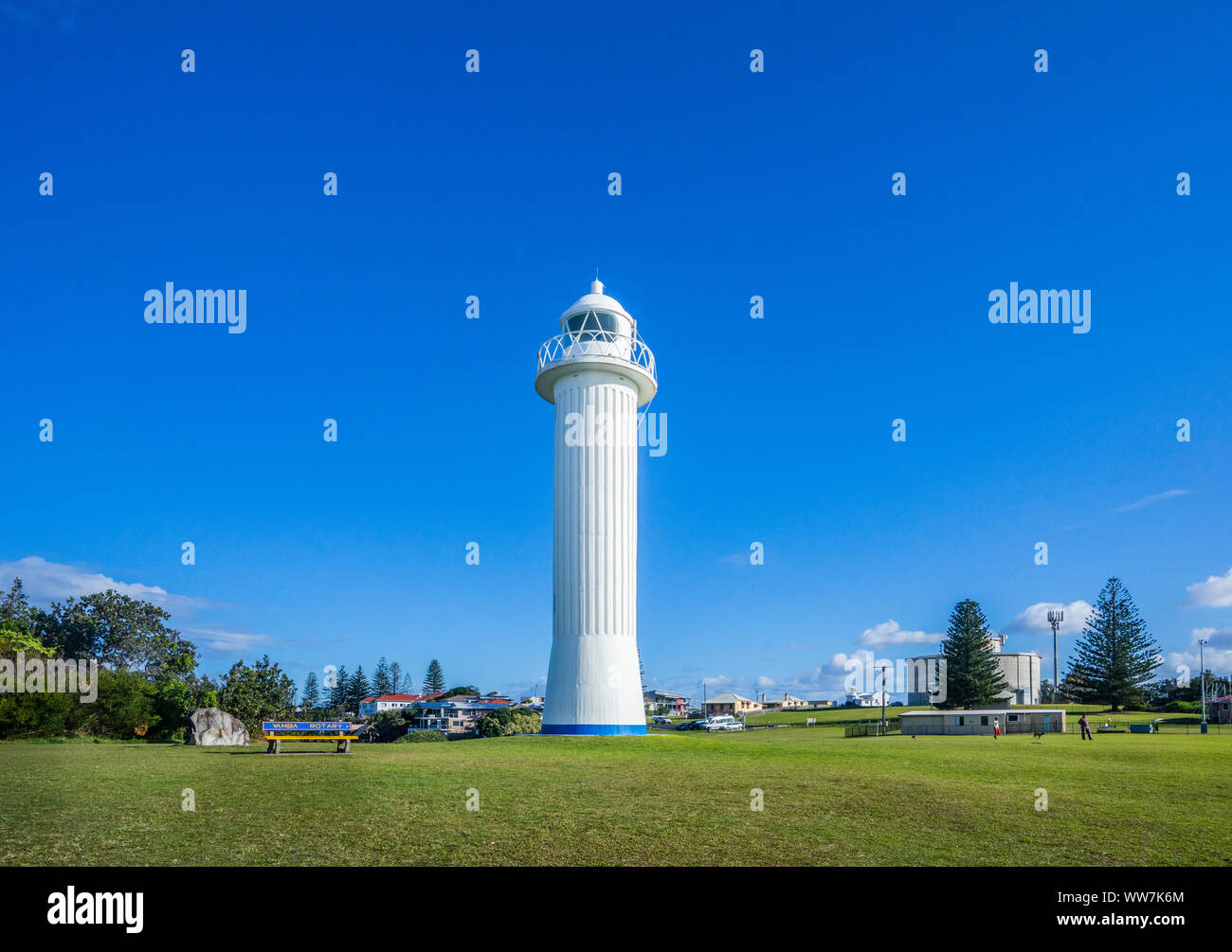 Yamba Leuchtturm, auch als Clarence, im Jahr 1866 festgelegt, es schützt die Clarence River Estuary, Yamba, nördlichen Flüsse region, N Stockfoto