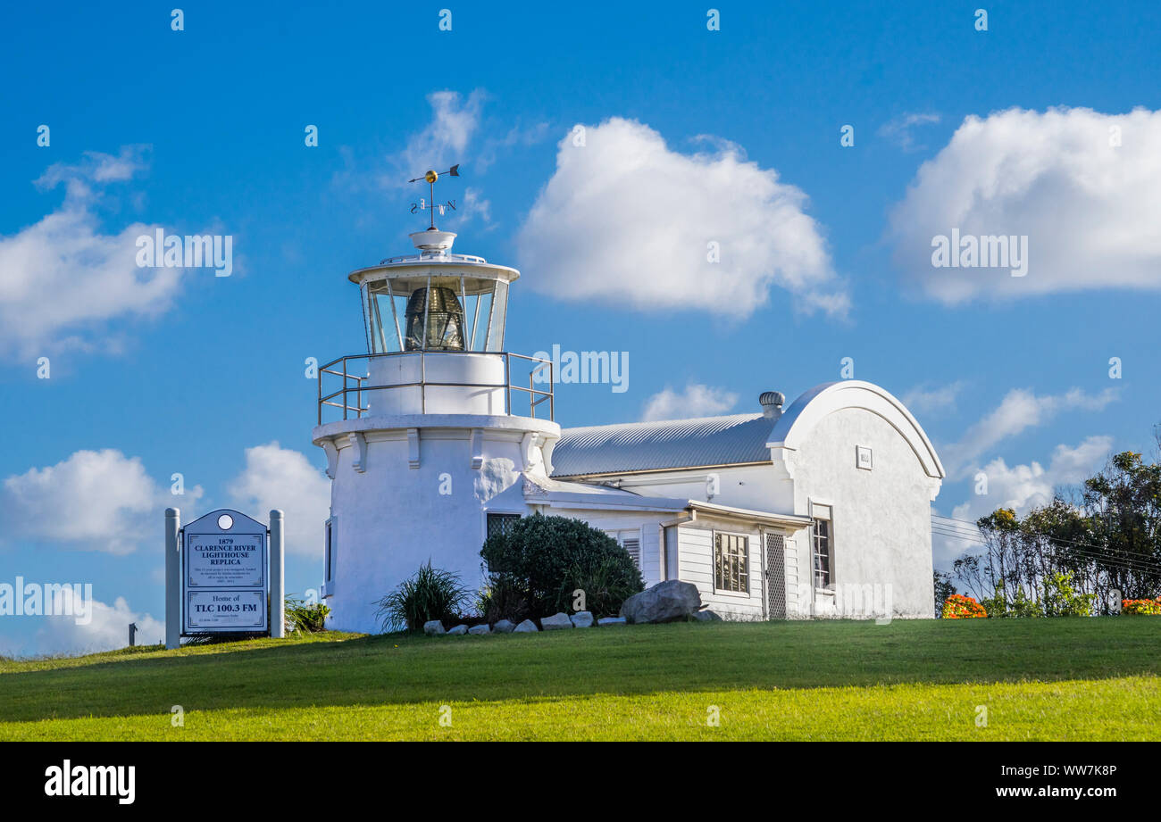 Lotsenstation Leuchtturm ist eine Nachbildung der ursprünglichen Struktur im Jahr 1854 gegründet, Yamba, nördlichen Flüsse region, New South Wales, Australien Stockfoto