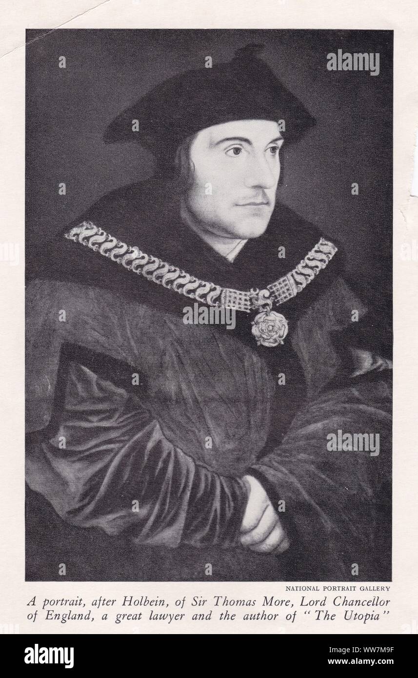 Buchen Sie Platte/Drucken von "Sir Thomas More'. Lordkanzler von England, Rechtsanwalt und Autor von "Die Utopie'. 1478 - 1535. Stockfoto