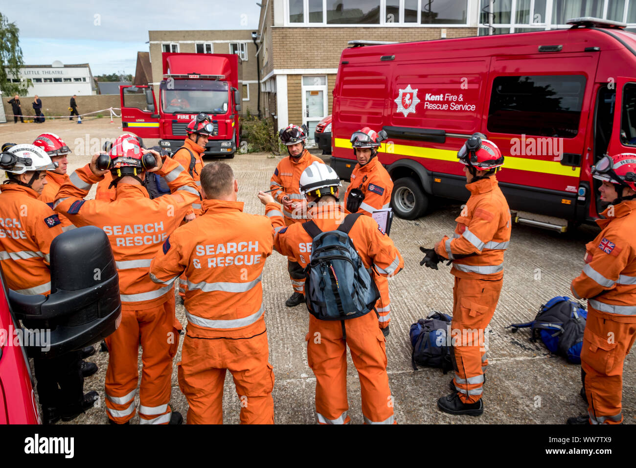 Lewes, Sussex, UK. 13 Sep, 2019. Sussex und Kent Feuerwehr und Rettungsdienste gemeinsame Ausbildung Übung in Lewes: Kredit. Credit: Alan Fraser/Alamy leben Nachrichten Stockfoto