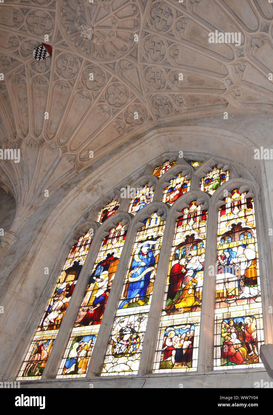 Innenraum der Abtei von Bath in Bath, Somerset, Vereinigtes Königreich Stockfoto