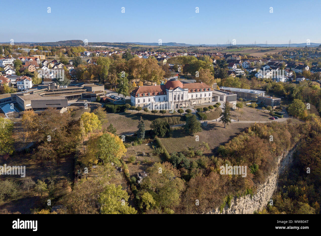 Deutschland, Marbach am Neckar, herbstliche Panorama, Deutsche Schillergesellschaft, Schiller Museum und das Museum der modernen Literatur Stockfoto