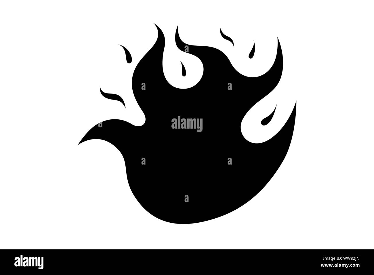 Feuer Flamme emoji Symbol "Brennen". Isolierte Lagerfeuer wärme Zeichen Emoticon schwarzes Symbol auf weißem Hintergrund. Vector Illustration Stock Vektor