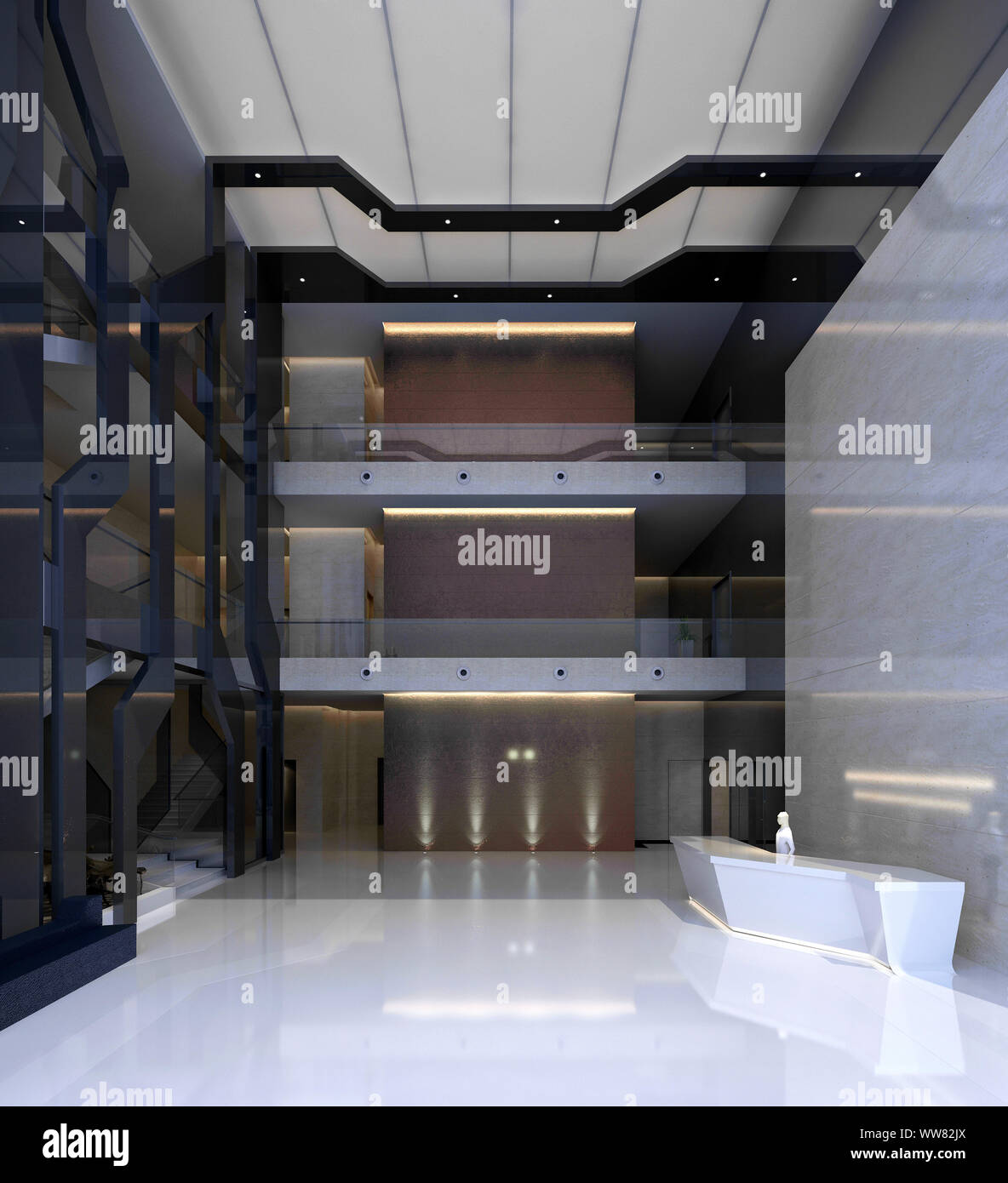 3D-Render von Gebäude Interieur Empfang Stockfoto