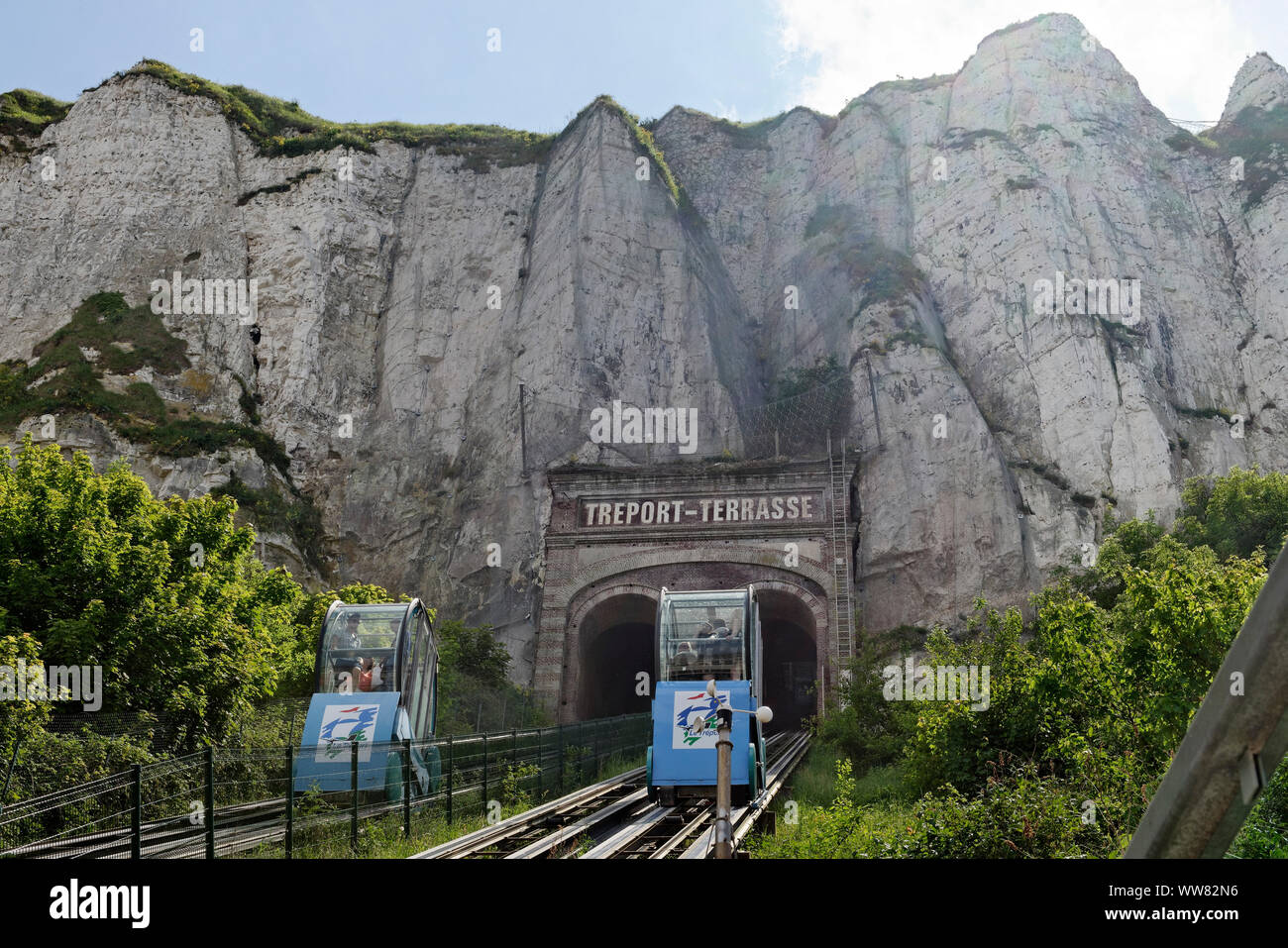 Standseilbahn von Le Treport, Seine-Maritime Normandie, Normandie, Frankreich Stockfoto