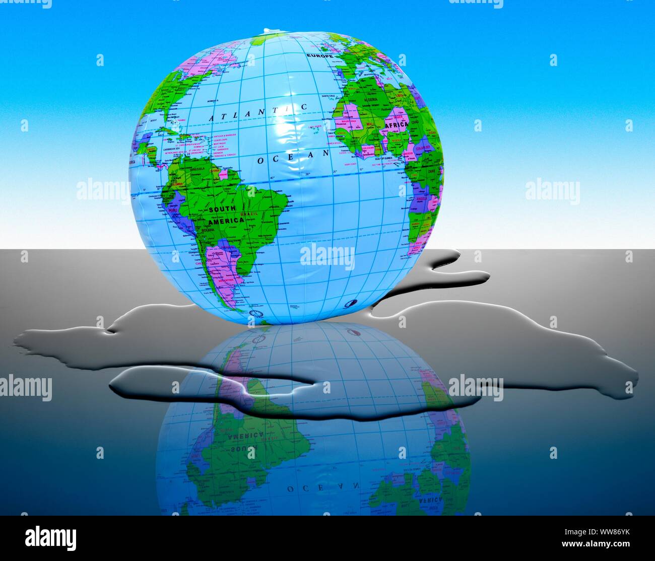 Earth Globus und schmelzende Polkappen, konzeptionelle Bild Stockfoto