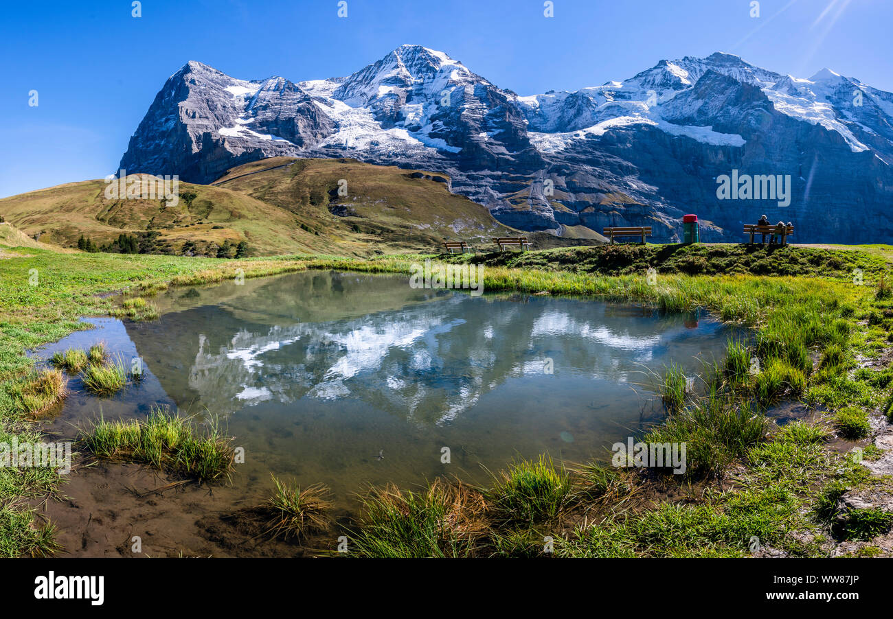 Eiger, Mönch und Jungfrau, Berner Alpen, Schweiz Stockfoto