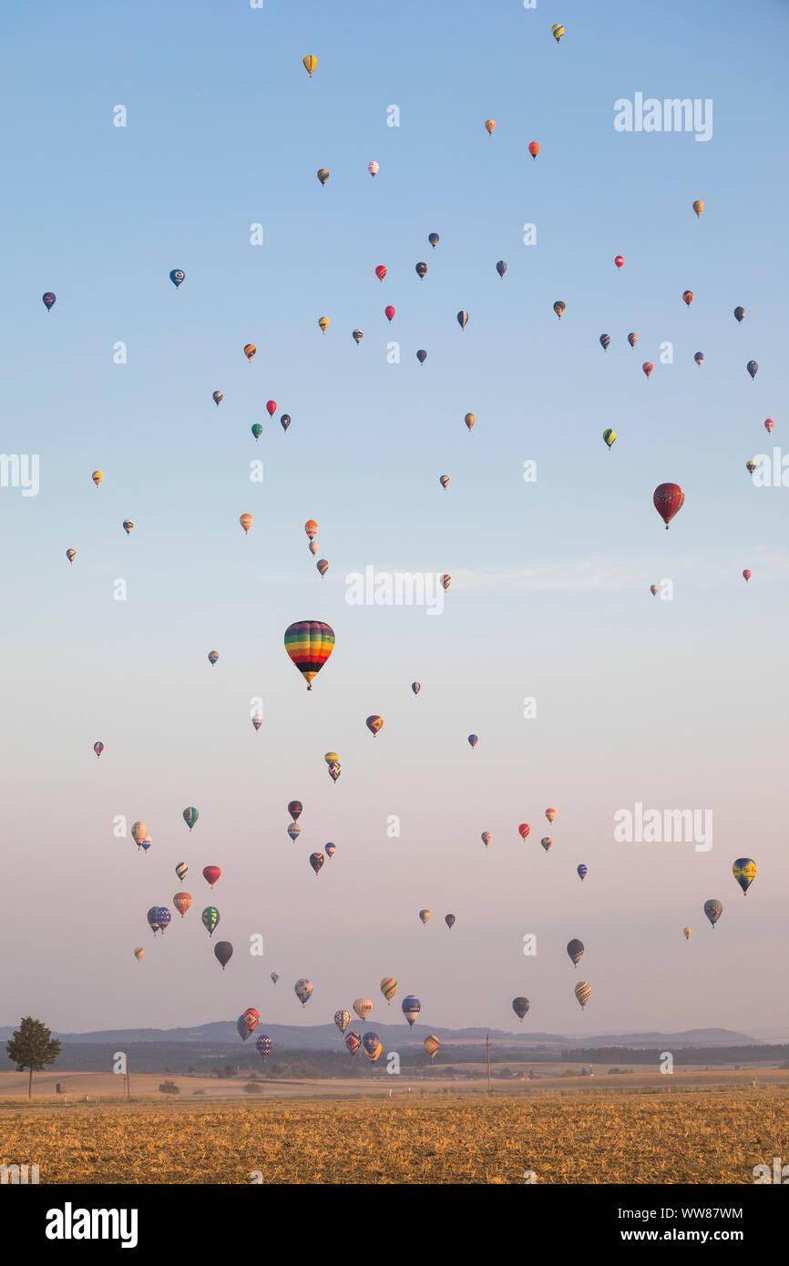 Heißluftballon-Weltmeisterschaft vom 18. - 25. August 2018 in der Nähe von Groß-Siegharts, Waldviertel, Niederösterreich, Österreich Stockfoto