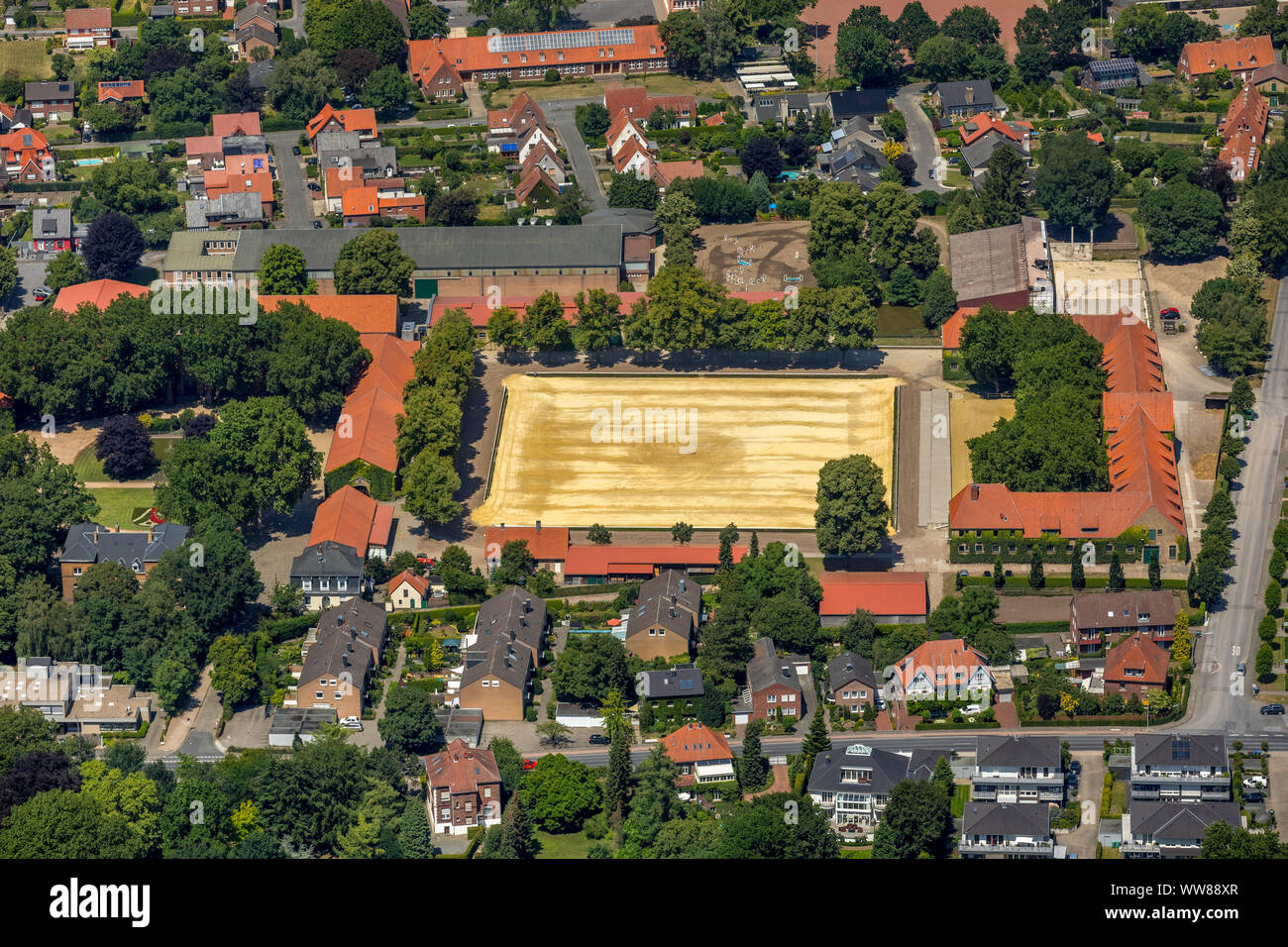 Luftaufnahme, Nrw-Landgestüt, Sassenberger Straße, Sternberg Straße, Warendorf, MÃ¼nsterland, Nordrhein-Westfalen, Deutschland, Europa Stockfoto