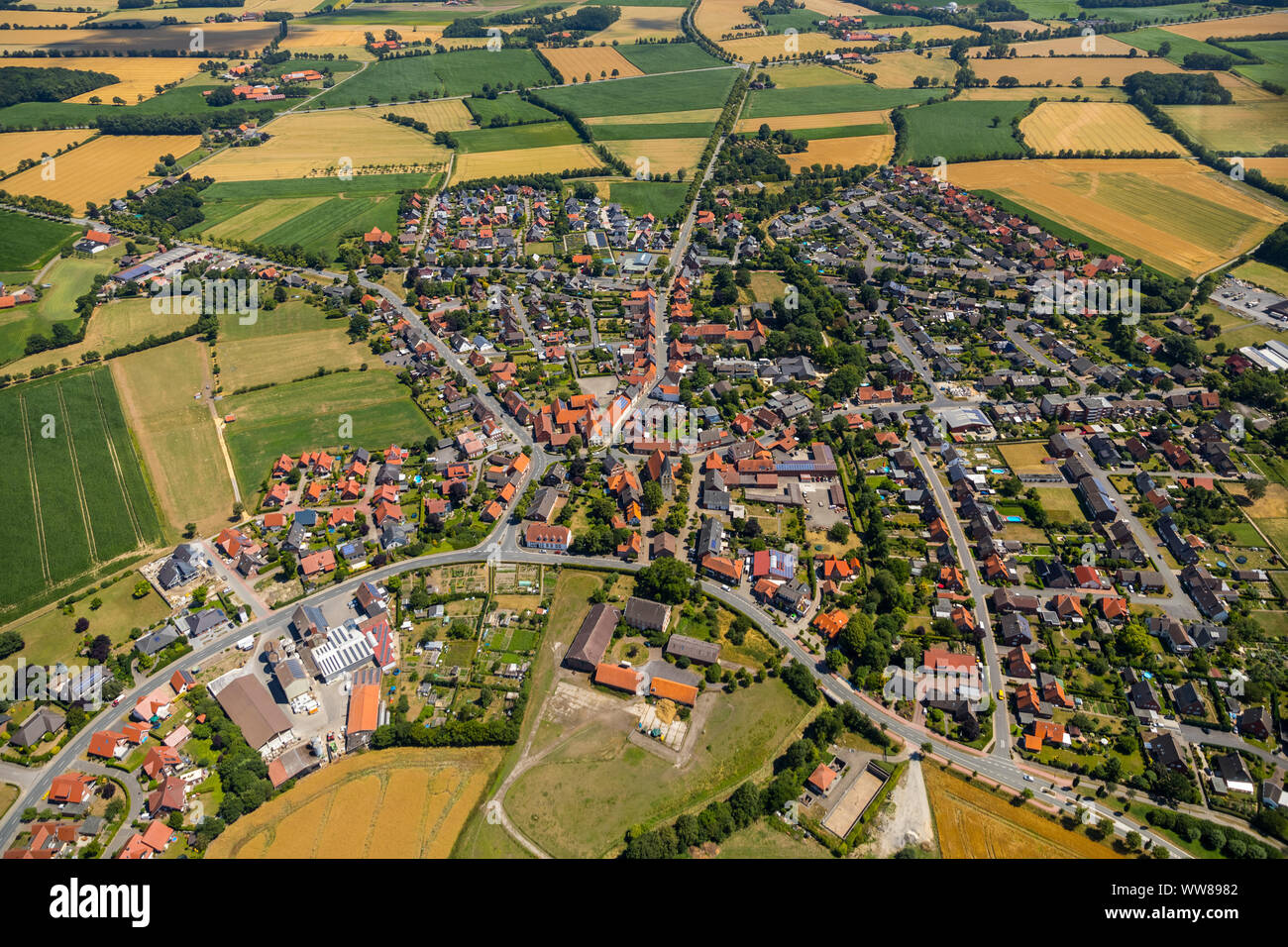 Luftaufnahme, Überblick Hoetmar, Warendorf, MÃ¼nsterland, Nordrhein-Westfalen, Deutschland, Europa Stockfoto