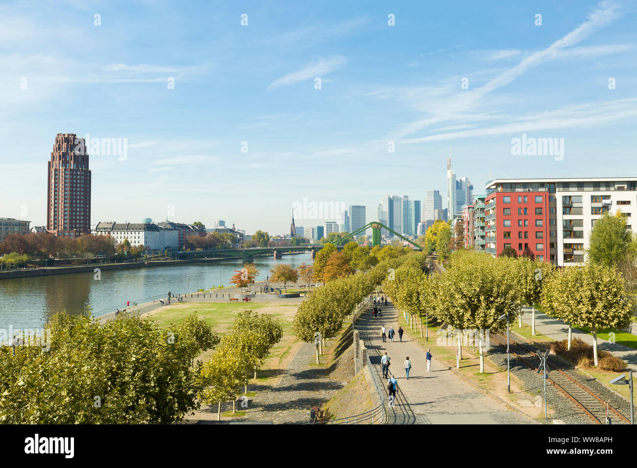 Frankfurt, Skyline, Main, Main Bank, Querformat Stockfoto