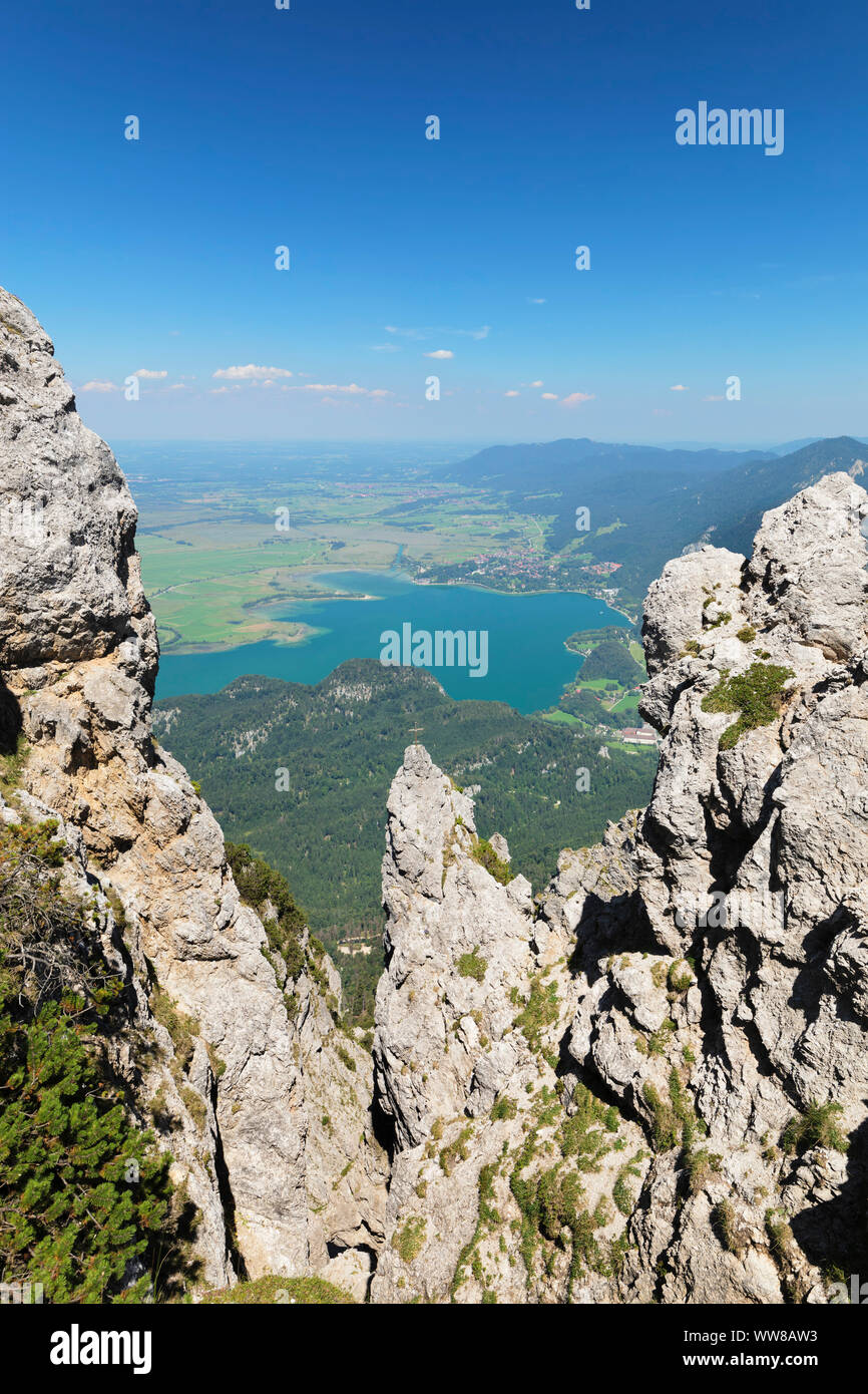 Ansicht von der Kante weg von Heimgarten, herzogstand am Kochelsee, Oberbayern, Bayern, Deutschland Stockfoto